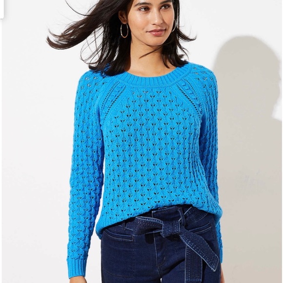 LOFT Sweaters - Loft Petite Bobble Pointelle Sweater Size M